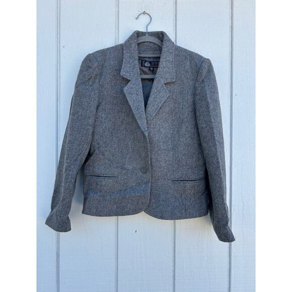 Vintage 100% Pure Wool Gray One Button Blazer, Size‎ Vintage 9 - Picture 1 of 6